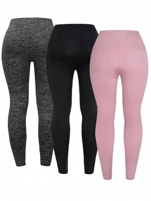 Women's Solid High Waist Sports Leggings, Casual Comfy Breathable Skinny Pants for Yoga Gym Workout, Ladies Sportswear for All Seasons