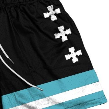 Embroidered Fire Force Knee Pants for Athletic Workout and Walking, Unisex Shorts with Four Pockets