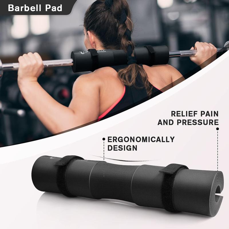 Barbell Squat Pad, Advanced Neck & Shoulder Ergonomic Protective Pad Support for Squats, Lunges & Hip Thrusts,Comfortable Foam Sponge Pad, Bonus 2 Securing Straps Included