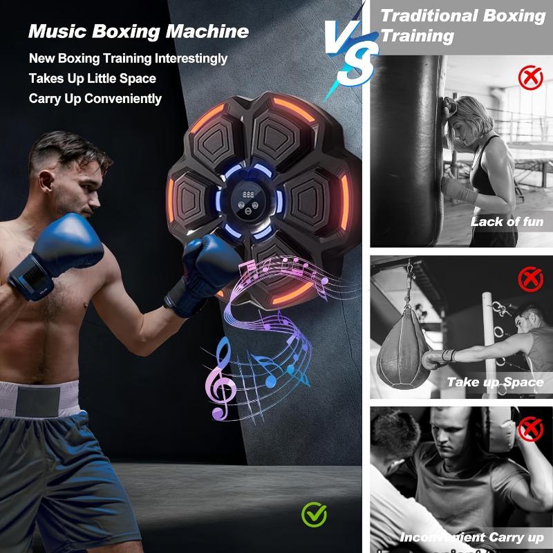 1pc Smart Wireless Wall-Mounted Boxing Target with Gloves - USB Charged Interactive Music Boxing Machine for Home Gym Fitness Training - Faux Leather Construction, Wireless Operation, Ideal for Indoor Exercise, Boxing Workout, Gift for Chri