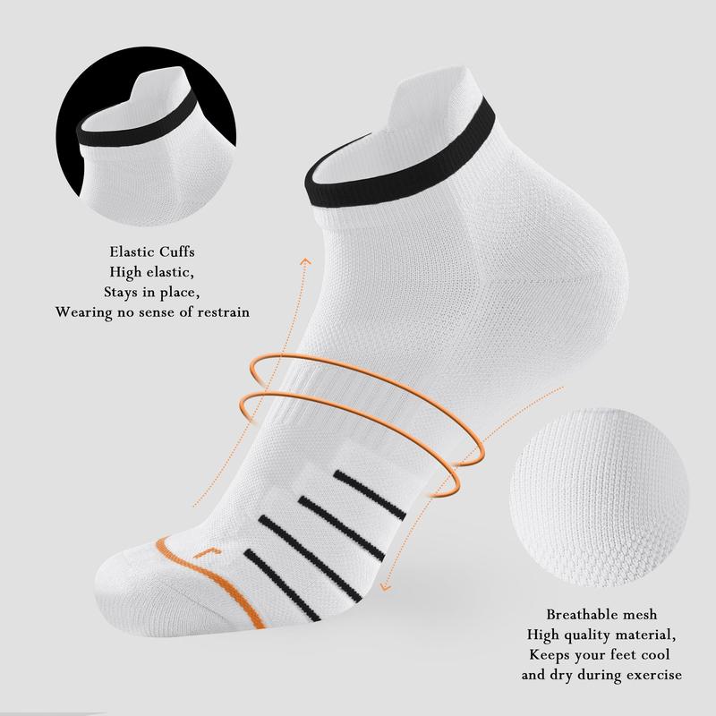 Thick Cushioned Athletic Socks, 6 Pairs Anti-Blister Ankle Socks Performance Running Socks with Arch Support Unisex