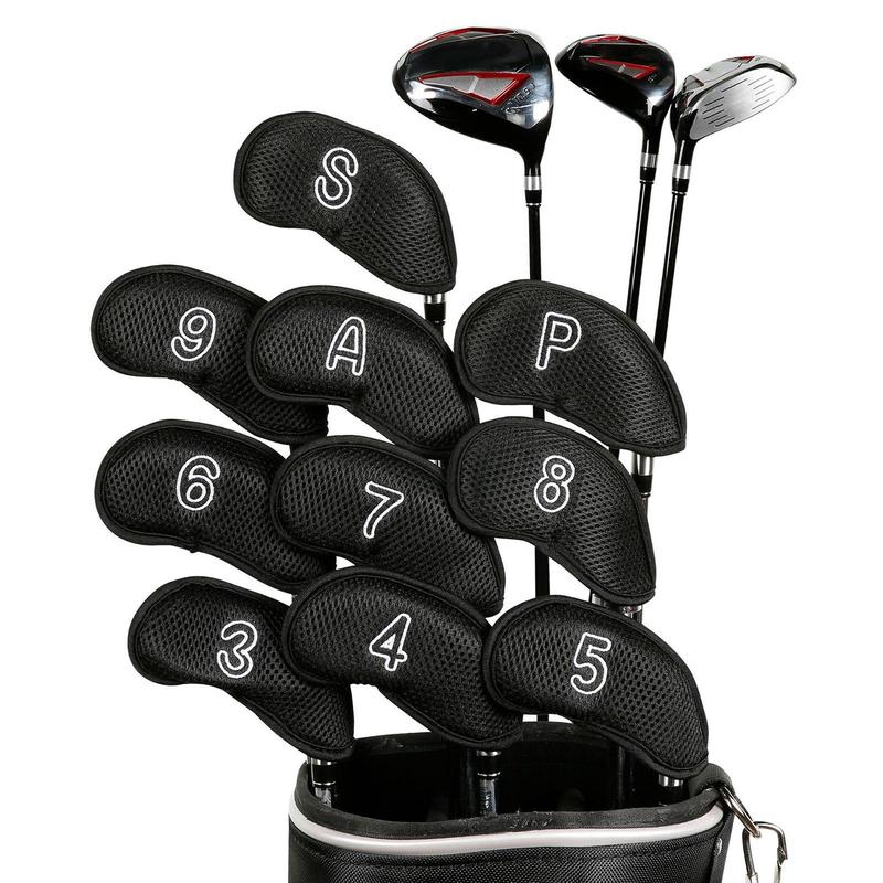 Golf Club Head Cover with Letter & Number Pattern, 10pcs set Professional Golf Club Head Protector, Golf Accessories for Men & Women