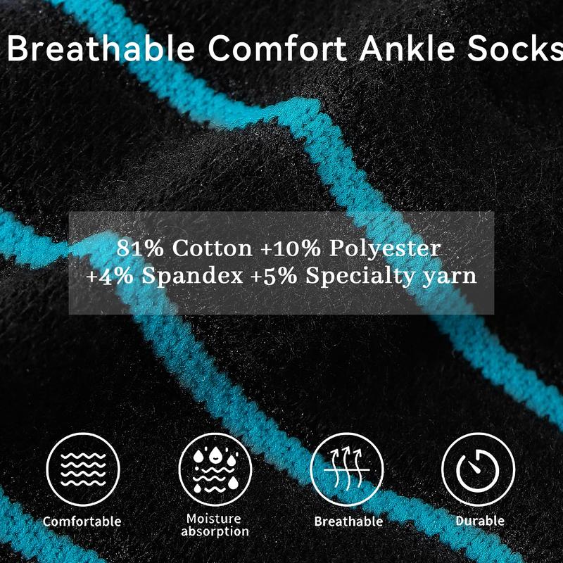 Thick Cushioned Athletic Socks, 6 Pairs Anti-Blister Ankle Socks Performance Running Socks with Arch Support Unisex