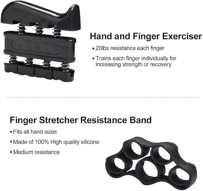 5 Pack Grip Strength Trainer Kit AdjustableResistance Hand Gripper,Finger Exerciser,HandExtension Exerciser,Stress Relief Ball and ForearmWorkout Ring for Grip Strength Training