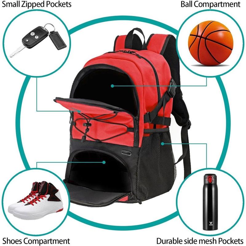 Basketball Backpack Large Sports Bag with Separate Ball holder  and  Shoes compartment, Best for Basketball, Soccer, Gym