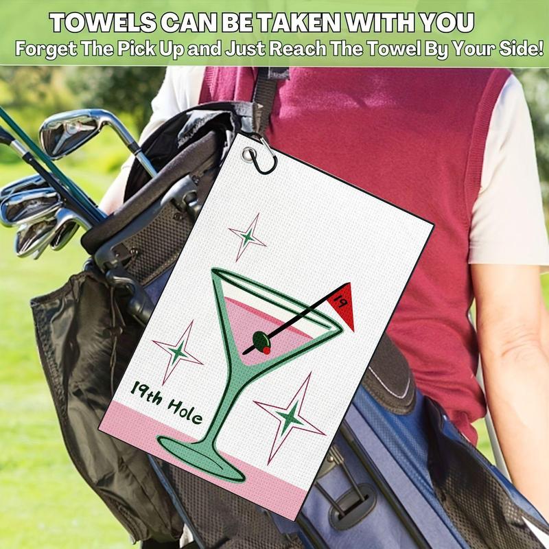 Funny Golf Course Pattern Golf Towel, 1 Count Golf Club Clean Set with Clip for Golf Bags, Golf Accessories for Men & Women