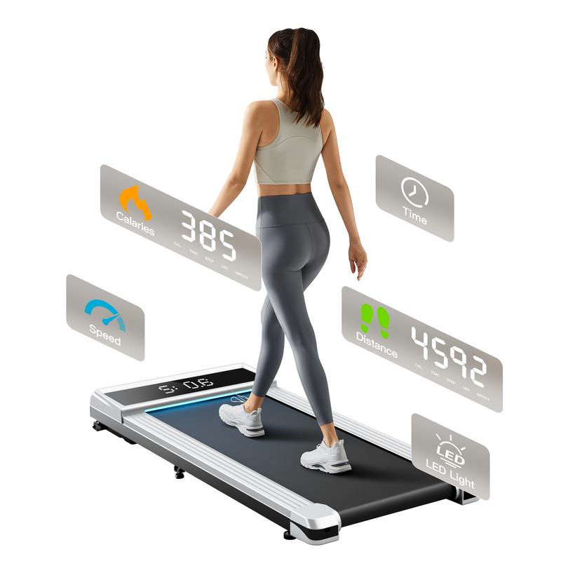 Walking Pad, Under Desk Treadmill with Incline, Portable Walking Treadmill with Remote Control, LED Display, Walking Jogging Machine for Home Office