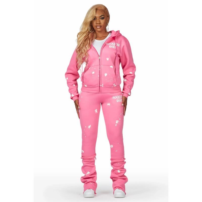 Halloway Bubblegum Pink Zip Up Super Stacked Trackset