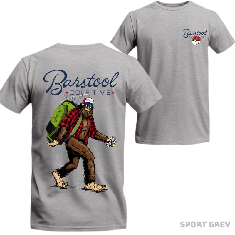 Bigfoot Barstool Golf 2 Side Unisex Shirt - Men's Cotton Tee for Outdoors Sports - T-Shirt, Fabric. Crewneck