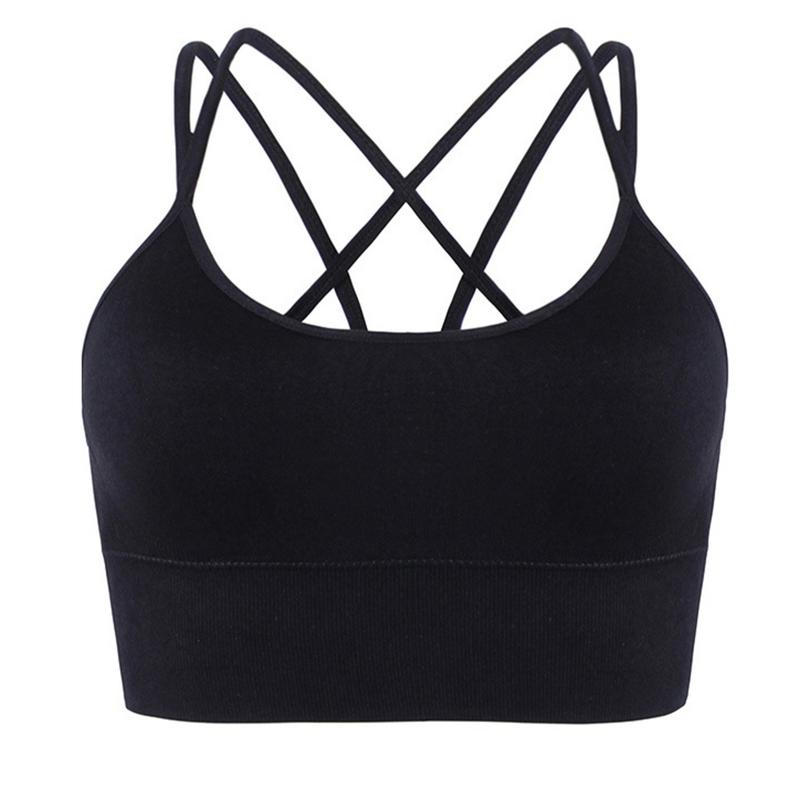 Sports Bra for Women Longline Padded Strappy Sports Bras Medium Support Yoga Gym Running Workout Crop Tank Tops