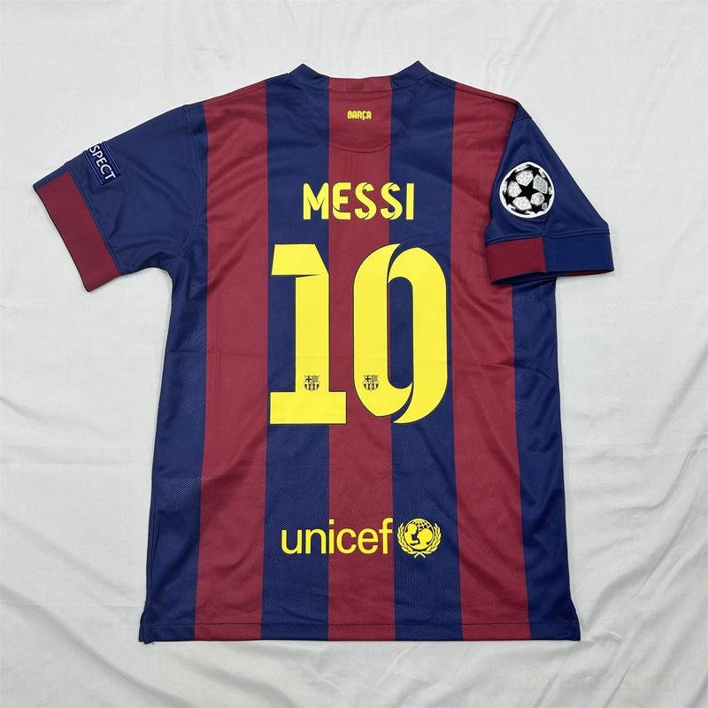 NIKE 14 15 Barcelona Home Short Sleeve 10# Messi Retro Soccer Jersey Fans Version Red Blue