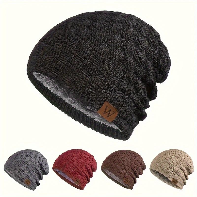 1pc Men's Fleece Lined Knitted Hat For Autumn And Winter, Thickened Ear Protection Hat For Cycling Skiing Outdoor Sports, Ideal choice for Gifts