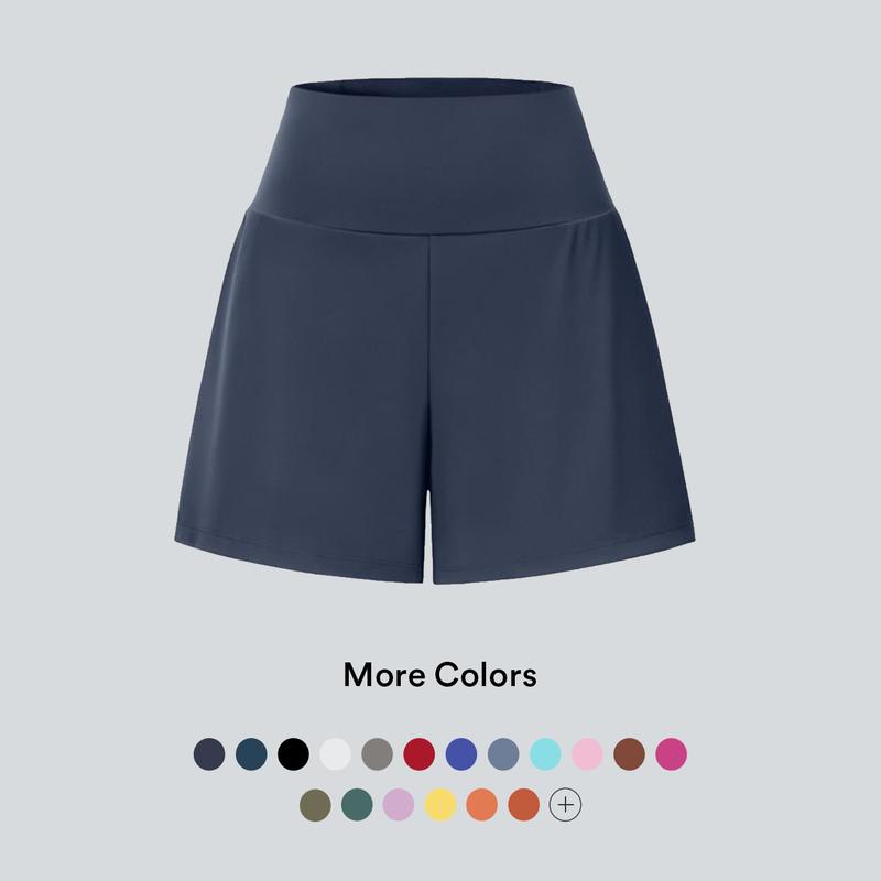 Halara Super High Waisted Back Pocket & Side Hidden Pocket 2-in-1 Yoga Shorts 5''-Longer Length