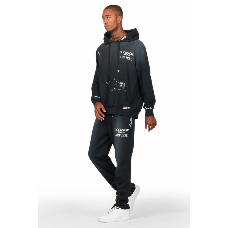 Rockstar Art Dist. Black Slim Hoodie Track Set