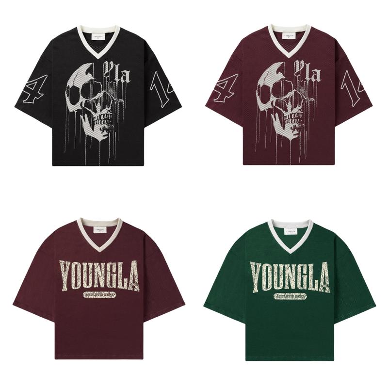 YOUNGLA Men's Oversized T-Shirt with Large Mesh Print for Sports and Fitness in All Seasons - Casual yet Athletic - Breathable