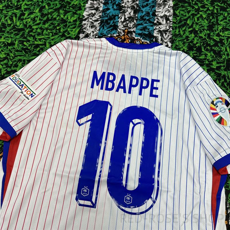 Nike  Euro 2024 France Away Mbappe Number No.10  Short Sleeve Soccer  Jersey