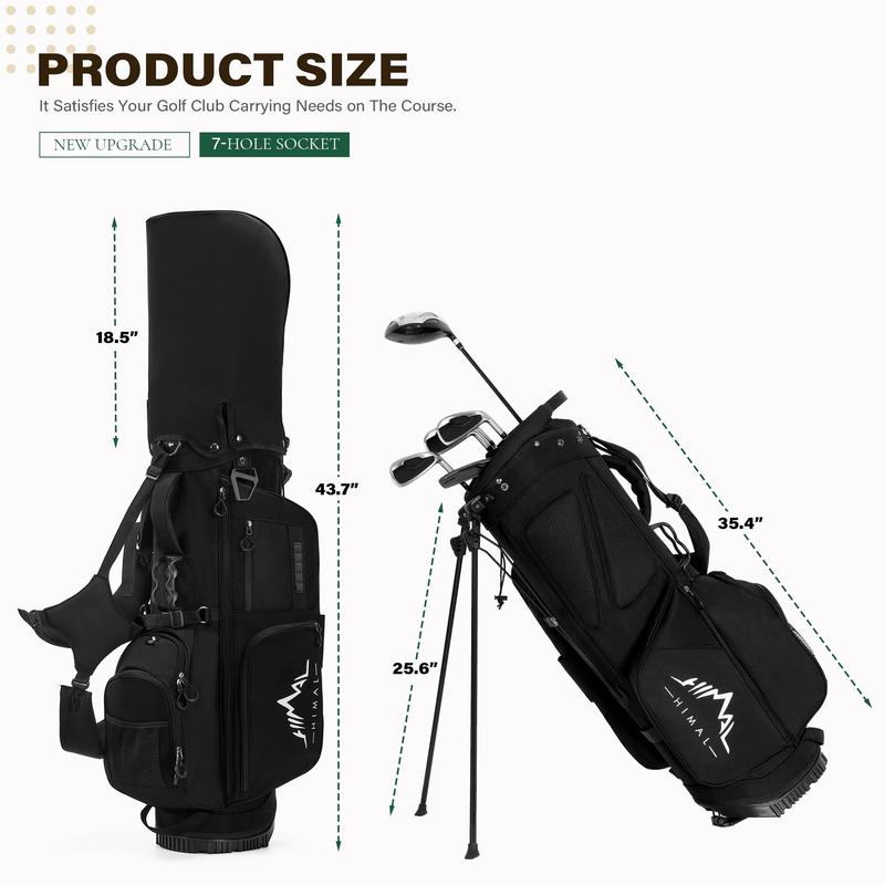 Golf Stand Bag with 7 Way Top Dividers, Golf Bags for Men Women, Lightweight Golf Club Bags with Multiple Pockets, Dual Straps