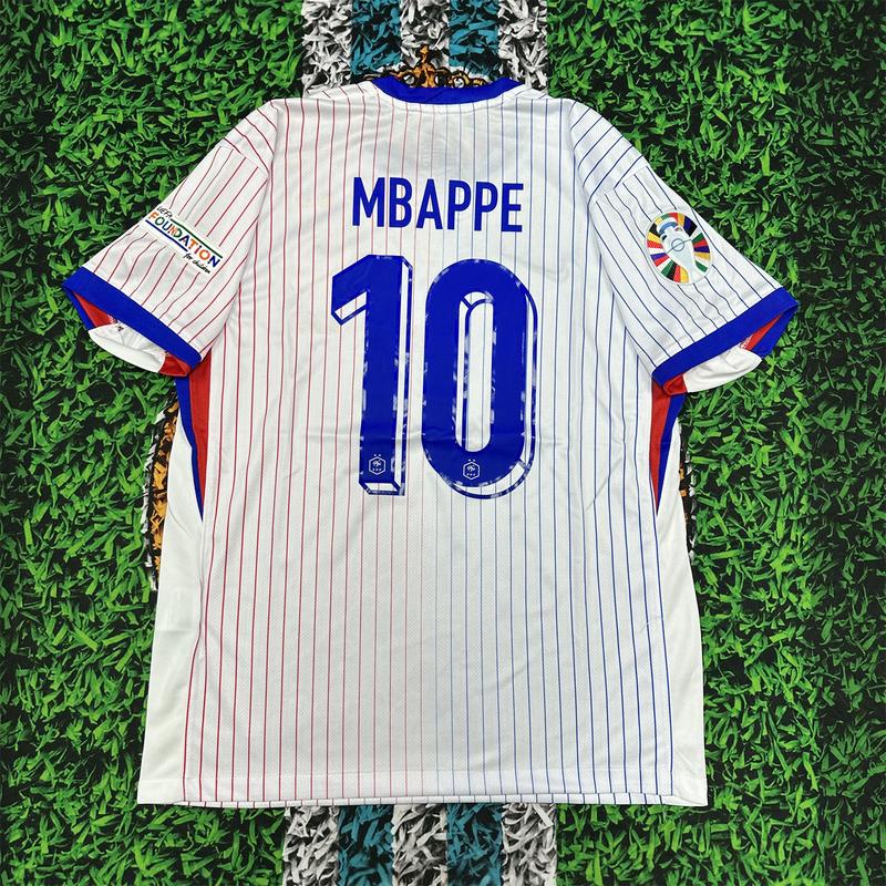 Nike  Euro 2024 France Away Mbappe Number No.10  Short Sleeve Soccer  Jersey