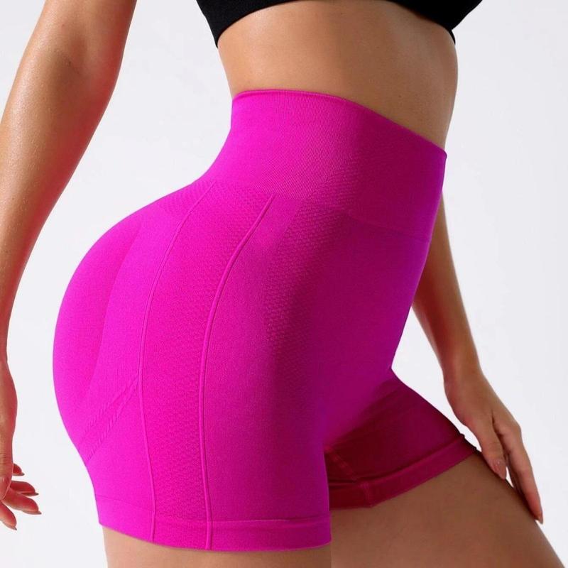 OVESPORT Women's Solid Color High Waist Gym Shorts, Summer Clothes Women, Biker Shorts, Athletic Workout Shorts, Spandex Elastic Nylon Stretch High-Waisted Lycra