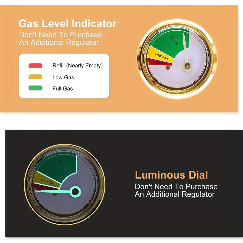 Propane Tank Gas Connector with Luminous Gauge, 90 Degree Design Brass Propane Tank Gas Connector, Outdoor Camping Kitchenware, Glow-in-the-dark Gauge Valve Camping Equipment, Camping Essentials, Christmas Gift