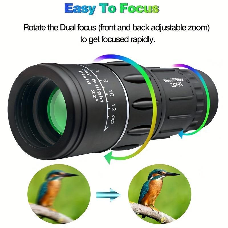 Portable HD Monocular Telescope Hunting Gear, 16x52 High Power Compact Monocular Telescope, Tactical Gear for Bird Watching, Hiking, Concerts, Hunting Shooting Tool