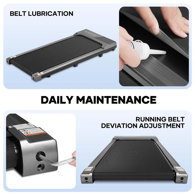 Walking Pad Under Desk Treadmill with Remote Control 2.25HP 0.6-3.8MPH for Home Office, 265lbs Weight Capacity