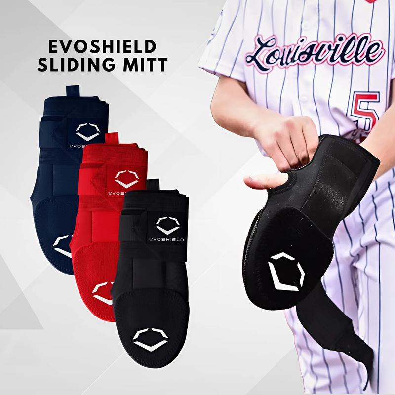 Evoshield Sliding Mitts Left And Right Hand, All Season Durable Breathable Sliding Mitts, Protect For Baseball Softball Players, Navy Red Black Color