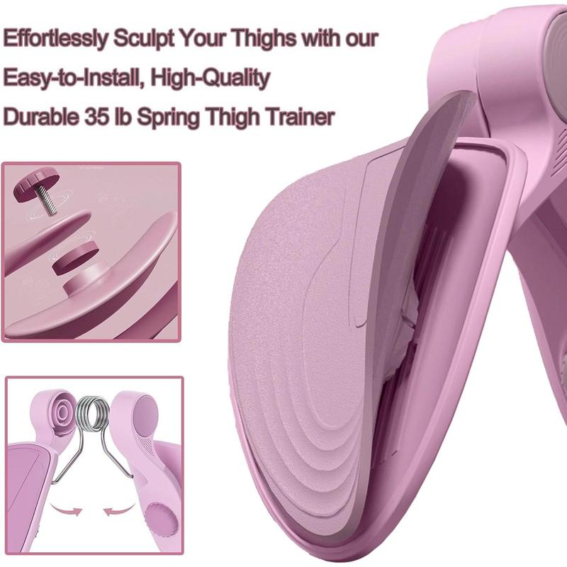 Pelvic Floor Repair Kegel Exercise Equipment, 35lb Thigh Master for Inner Thigh Workouts, Pilates for Home and Under Desk Exercises, Suitable for Men and Women, Pink with Band.