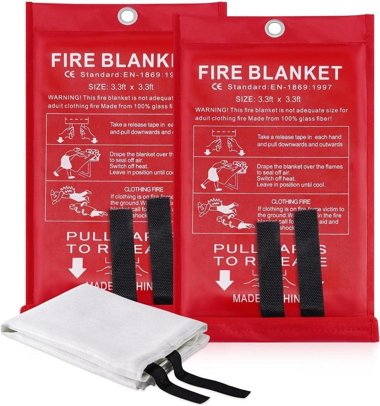 2pc Fire Blankets Emergency for Kitchen Home - Camping,Grill,Warehouse,School,Fireplace fire blanket fiberglass fire