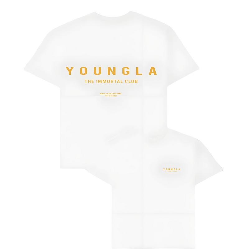 YOUNGLA T-shirt men's oversized T-shirt fitness ironing sports fitness pure cotton round neck short sleeve training suit T-shirt