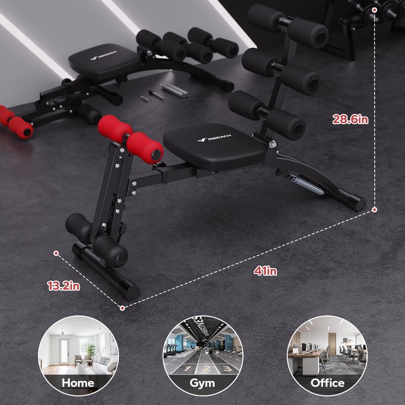 MERACH Multi-Functional Adjustable Ab Machine Workout Bench Sit Up Machine Push Up Exercise Chair for Home Gym