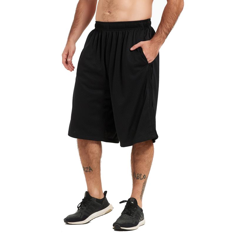 Men's Athletic Shorts Long Basketball Workout Shorts Below Knee Loose-Fit with Pockets and Elastic Waistband Quick Dry Activewear