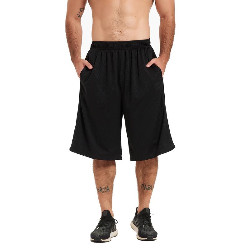 Men's Athletic Shorts Long Basketball Workout Shorts Below Knee Loose-Fit with Pockets and Elastic Waistband Quick Dry Activewear