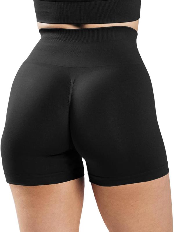 Women's Solid High Waist Sports Shorts, Breathable Comfortable Seamless Skinny Shorts, Ladies Sportswear for Indoor Outdoor Wear