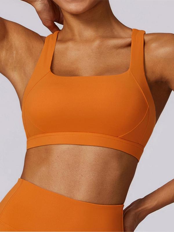 Women's Solid Criss Cross Backless Sports Crop Tank Top, Running Vest, Gym Vest, Sporty High Stretch Quick Drying Vest, Running Vest, Summer Yoga Gym Clothing for Women, Sportswear Workout Tops