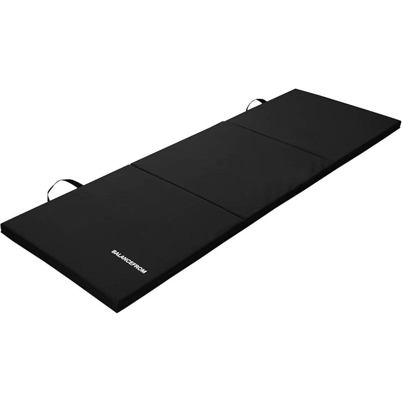 Signature Fitness Three Fold Folding Exercise Mat with Carrying Handles for MMA, Gymnastics and Home Gym Protective Flooring, 1.5-Inch Thick, Multiple Colors