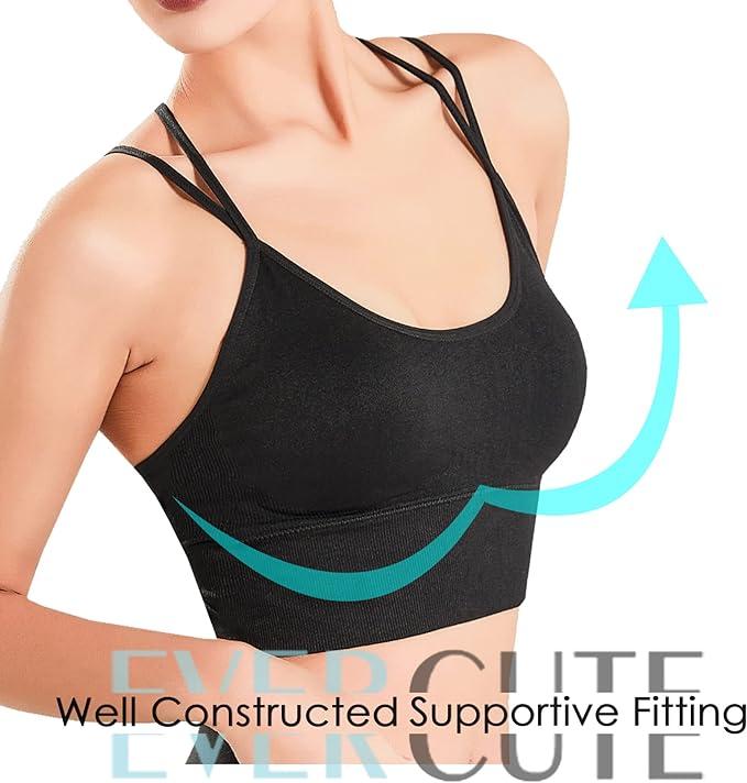 Cross Back Sport Bras Padded Strappy Criss Cross Cropped Bras for Yoga Workout Fitness Low Impact women exercise cycling clothing compression training