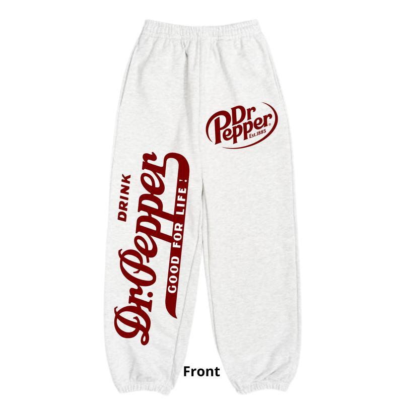 Unisex Y2K Trendy Soda Dr Pepper Sweatpants for Outdoor Activities and Sports, Baggy Pants Suitable for Men Women, Classic Fit All Season Joggers, Idea Gift for Her Him Apparel Womenswear Menswear Graphic, Drink Dr.Pepper Good for Life Pants