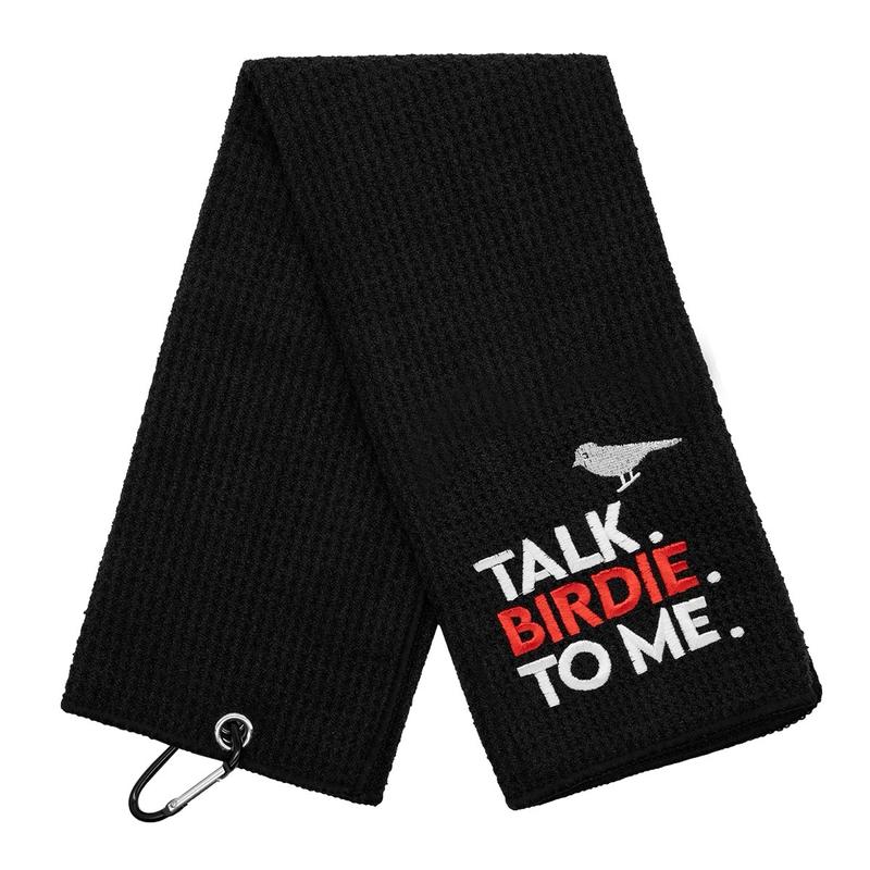 Talk Birdie to Me  Golf Towel with Quick-Dry Dual-Sided Design, Portable Carabiner, Gentle Cleaning, Durable & Easy-Care golf towel golf gift