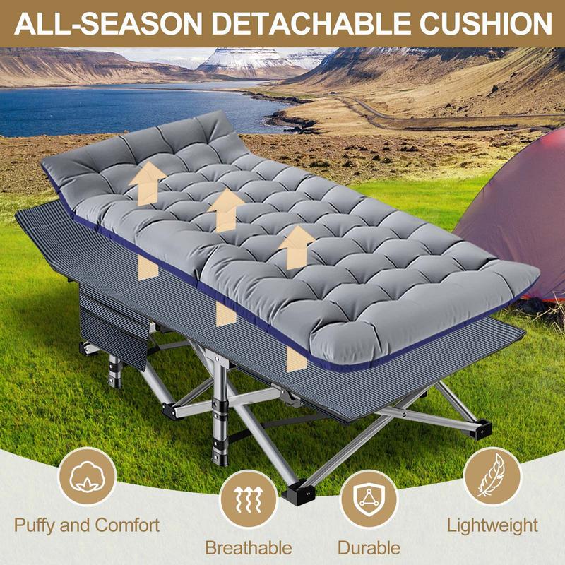 Naudacaa Oversized XXL Folding Camping Cots for Adults 900lbs, XXL 32'' Wide Sturdy Sleeping Cot with 3.3 Inch 2 Sided Mattress & Carry Bag, Folding Cot Bed