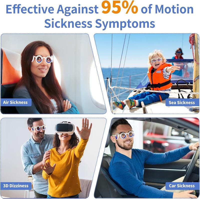 Motion Sickness Glasses, Car Sickness Glasses,Relieve Carsickness Airsickness Seasickness Glasses,Anti Nausea Vertigo Glasses, No Lens Liquid Glasses