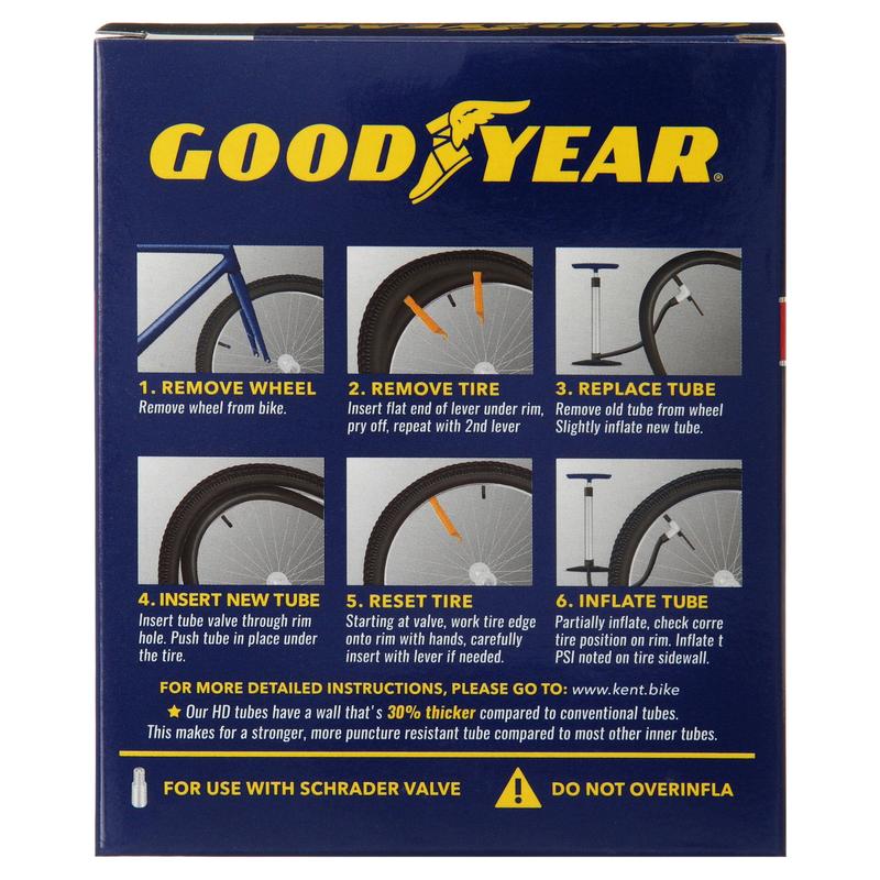 (4 Pack) Goodyear Tires 29 In. X 1.9 In. - 2.3 In. Heavy Duty Bike Tube, Black, Standard Schrader Valve