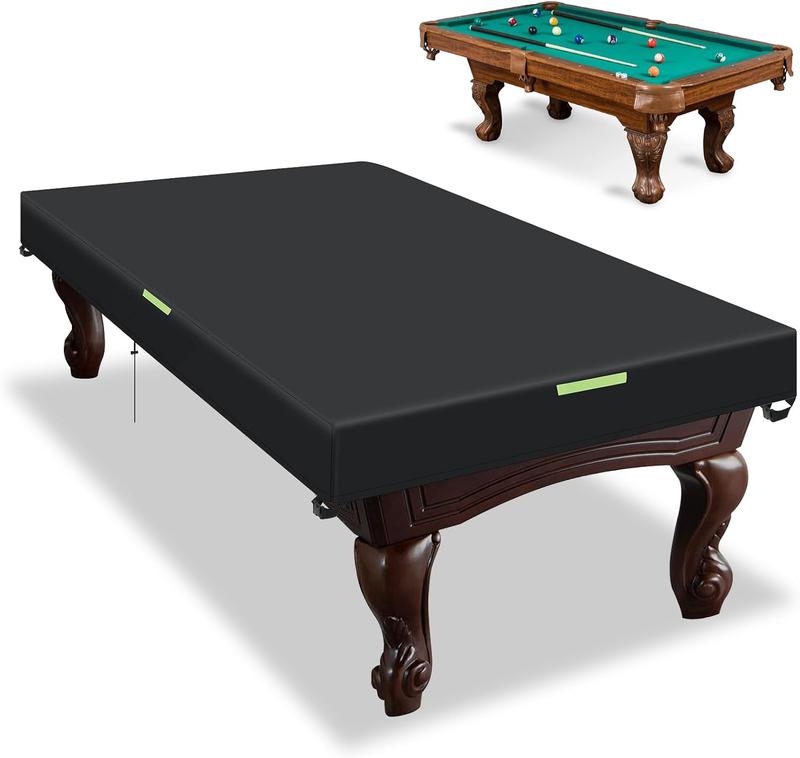 Pool Table Cover, Billiard Table Covers with Handles Buckles Drawstring Indoor Outdoor Pool Table Cover Waterproof for 7 8 9 FT Pool Table Snooker