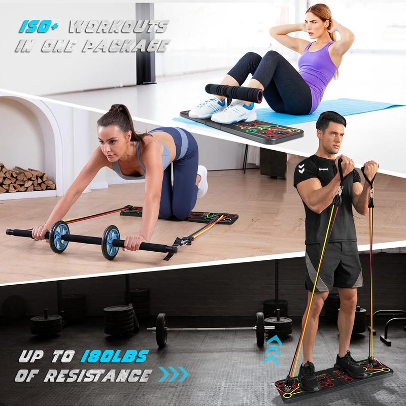 LALAHIGH multifunctional fitness kit: includes a sit-up stand, resistance bands, Pilates bar, ab roller wheel, and various other accessories  workout equipment  home gym equipment for men  men's dorm accessories