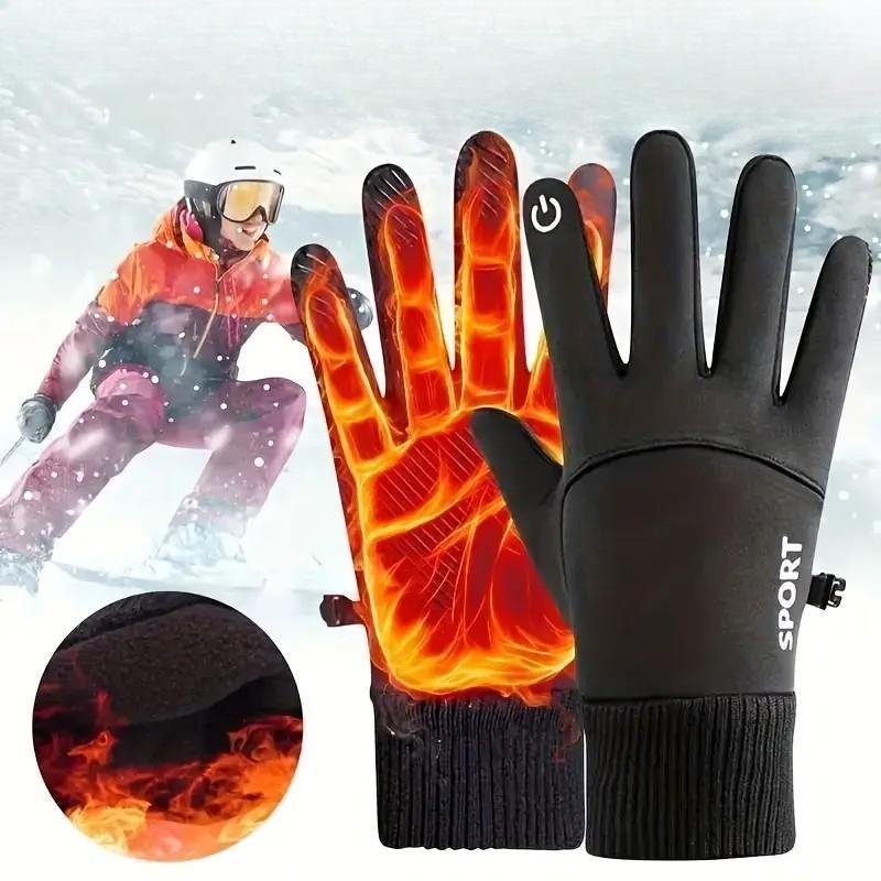 Winter Men's Touch Screen Full Finger Gloves, 1 Pair Non-slip Breathable Gloves for Cycling, Motorcycle & Racing, Sports & Outdoor Accessories