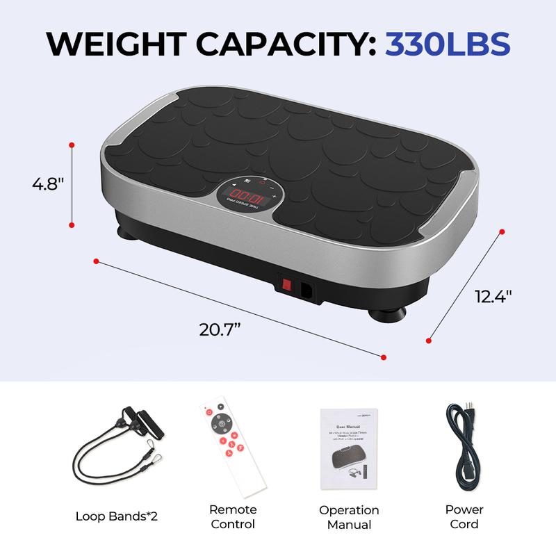 RELIFE REBUILD YOUR LIFE Vibration Plate Exercise Machine Vibration Platform with Loop Bands Remote Control for Lymphatic Drainage Whole Body Workout