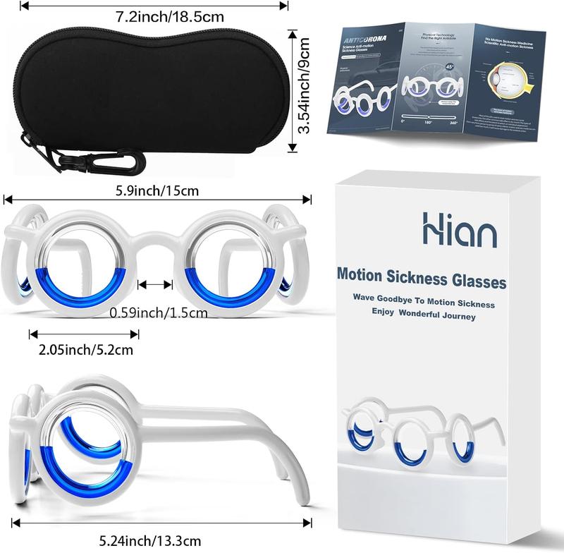 Motion Sickness Glasses, Car Sickness Glasses,Relieve Carsickness Airsickness Seasickness Glasses,Anti Nausea Vertigo Glasses, No Lens Liquid Glasses