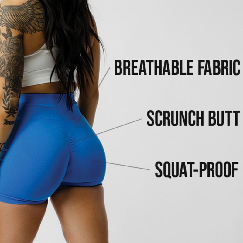 Women's high waist belly suction moisture wicking perspiration breathable, double belt. Squat protective running Yoga fitness body tight seamless high spring sports shorts