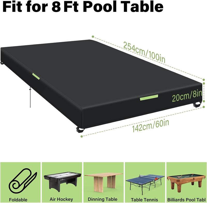 Pool Table Cover, Billiard Table Covers with Handles Buckles Drawstring Indoor Outdoor Pool Table Cover Waterproof for 7 8 9 FT Pool Table Snooker