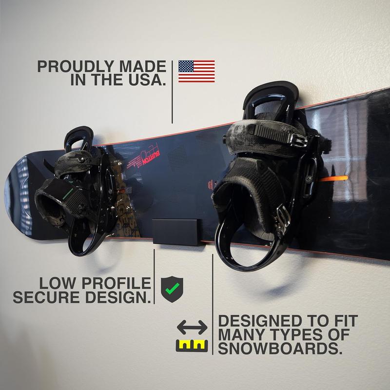 Snowboard Display Rack - Wall Mount Storage | Fits Virtually All Snowboards | Hardware Included |  (Black)